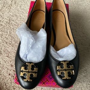 Tory Burch Claire Leather Flat Black Size 8 1/2